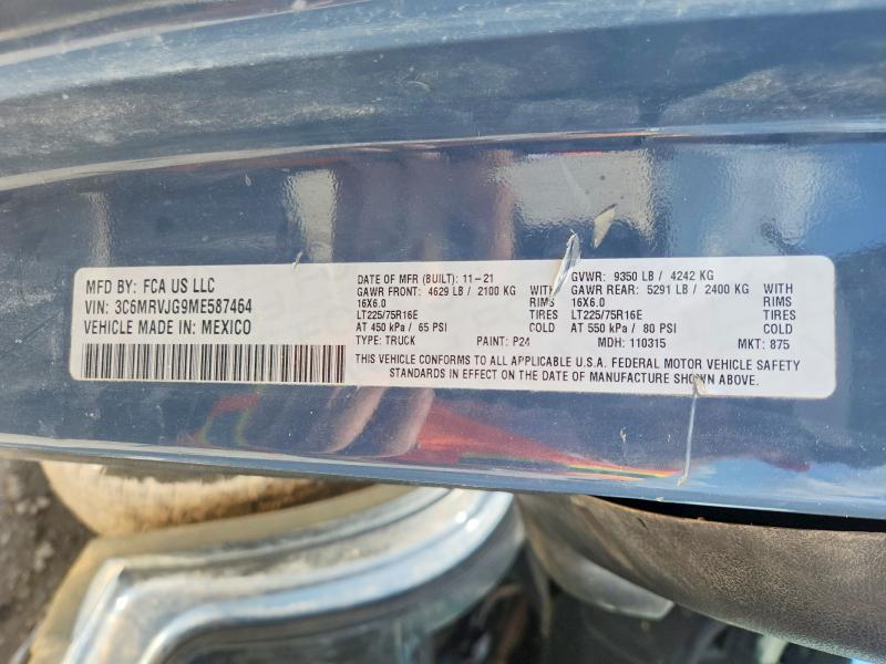 Продаж на аукціоні авто 2021 Ram Promaster 3500, vin: 3C6MRVJG9ME587464, номер лоту: 56423216