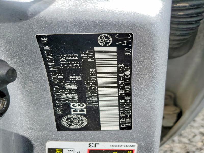 Продажа на аукционе авто 2010 Toyota Corolla, vin: 2T1BU4EE2AC401968, номер лота: 55168256