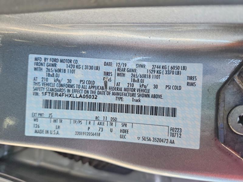 Продаж на аукціоні авто 2020 Ford Ranger, vin: 1FTER4FHXLLA05032, номер лоту: 56342516