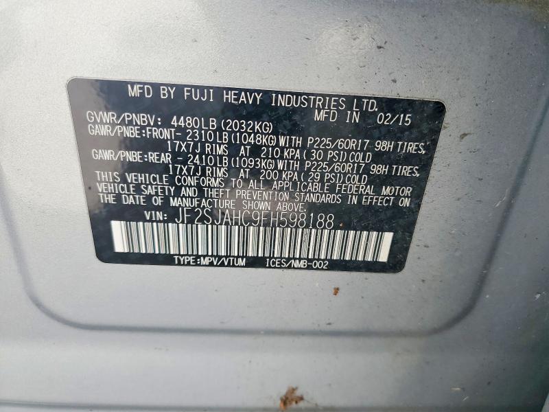 Aukcja sprzedaży 2015 Subaru Forester, vin: JF2SJAHC9FH598188, numer aukcji: 56652876