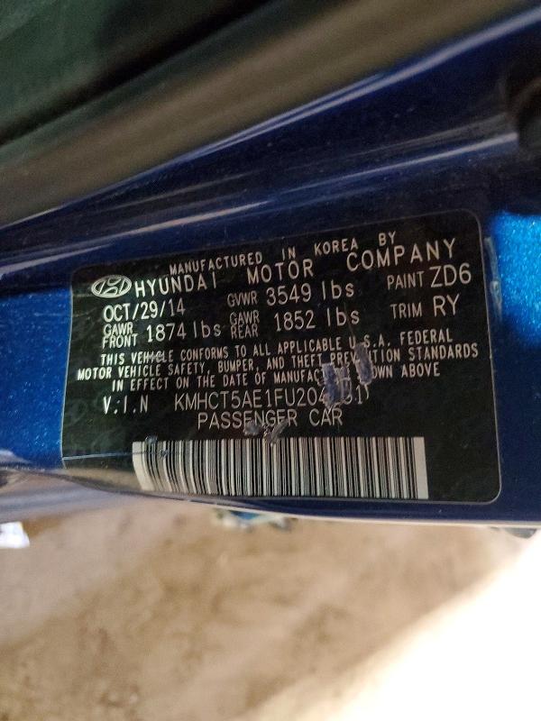 57617786 :رقم المزاد ، KMHCT5AE1FU204251 vin ، 2015 Hyundai Accent مزاد بيع