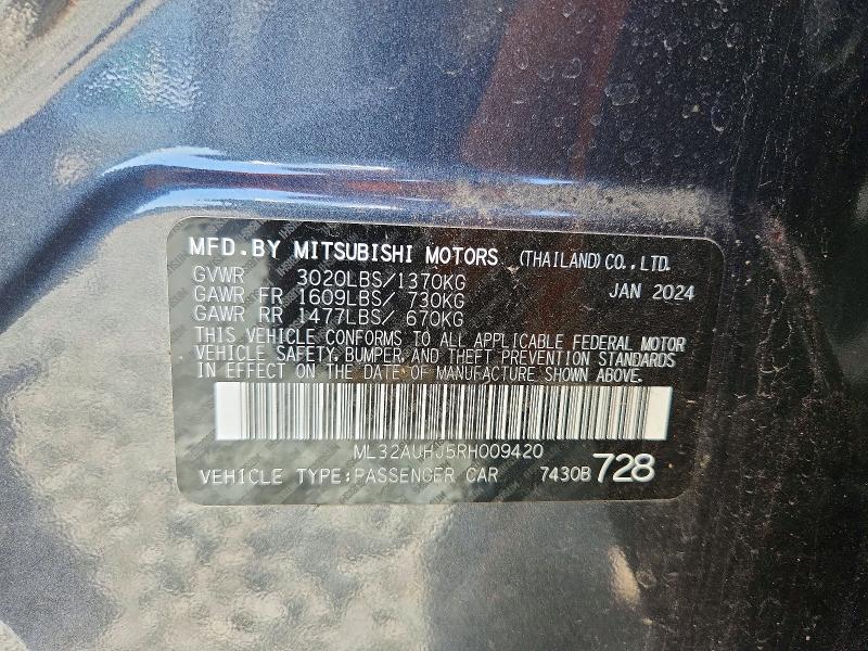 Auction sale of the 2024 Mitsubishi Mirage, vin: ML32AUHJ5RH009420, lot number: 57350026