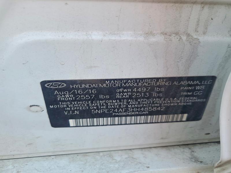 58956616 :رقم المزاد ، 5NPE24AF3HH485842 vin ، 2017 Hyundai Sonata مزاد بيع