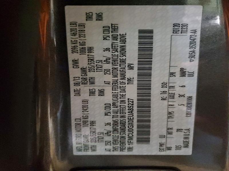 58591856 :رقم المزاد ، 1FMCU0GX0EUA85227 vin ، 2014 Ford Escape مزاد بيع