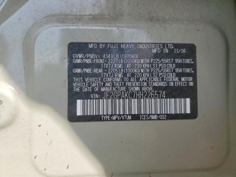 Aukcja sprzedaży 2017 Subaru Crosstrek, vin: JF2GPAKC7HH226574, numer aukcji: 59126846