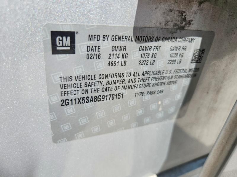 2016 Chevrolet Impala მანქანა იყიდება აუქციონზე, vin: 2G11X5SA8G9170151, აუქციონის ნომერი: 57273356