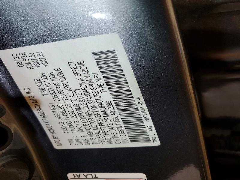 58578246 :رقم المزاد ، 5J6RW1H56LA013386 vin ، 2020 Honda Cr-v مزاد بيع