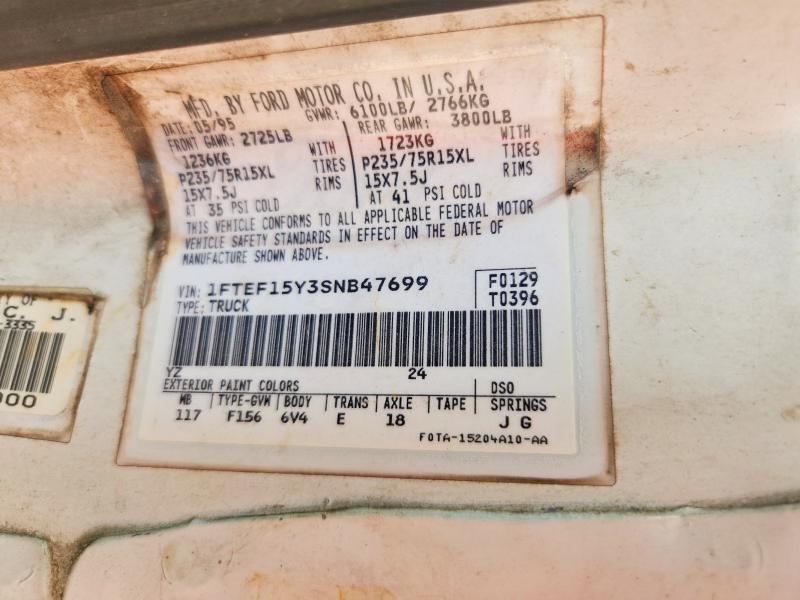 Aukcja sprzedaży 1995 Ford F150, vin: 1FTEF15Y3SNB47699, numer aukcji: 55420146