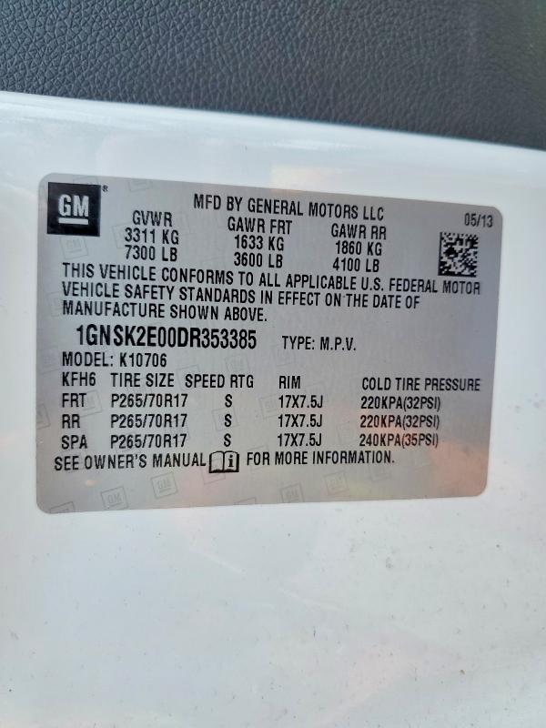 Продажа на аукционе авто 2013 Chevrolet Tahoe, vin: 1GNSK2E00DR353385, номер лота: 57694606