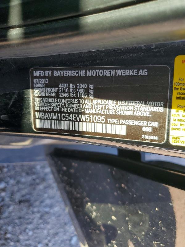 2014 Bmw X1 მანქანა იყიდება აუქციონზე, vin: WBAVM1C54EVW51095, აუქციონის ნომერი: 56711736
