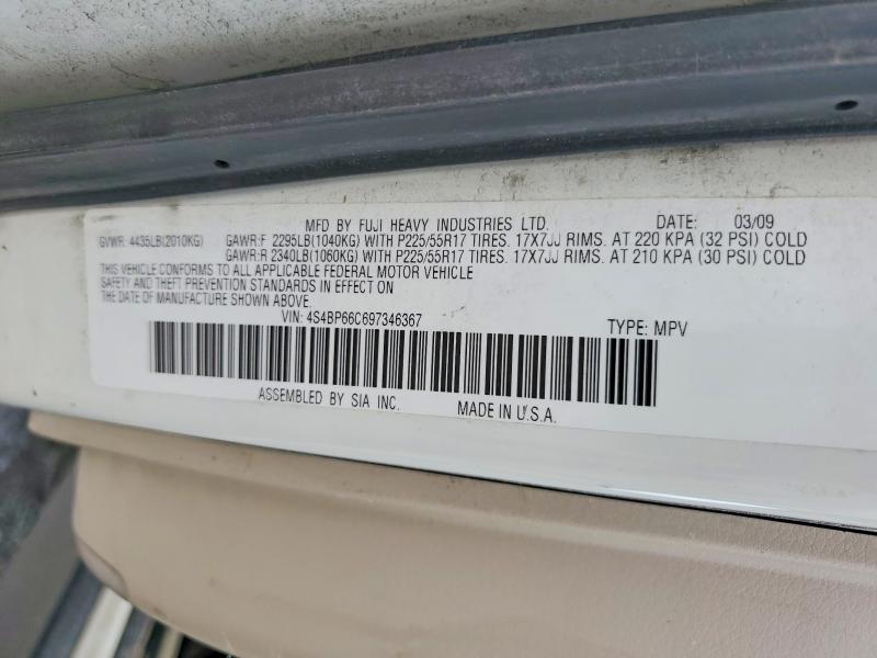 Aukcja sprzedaży 2009 Subaru Outback, vin: 4S4BP66C697346367, numer aukcji: 58555946