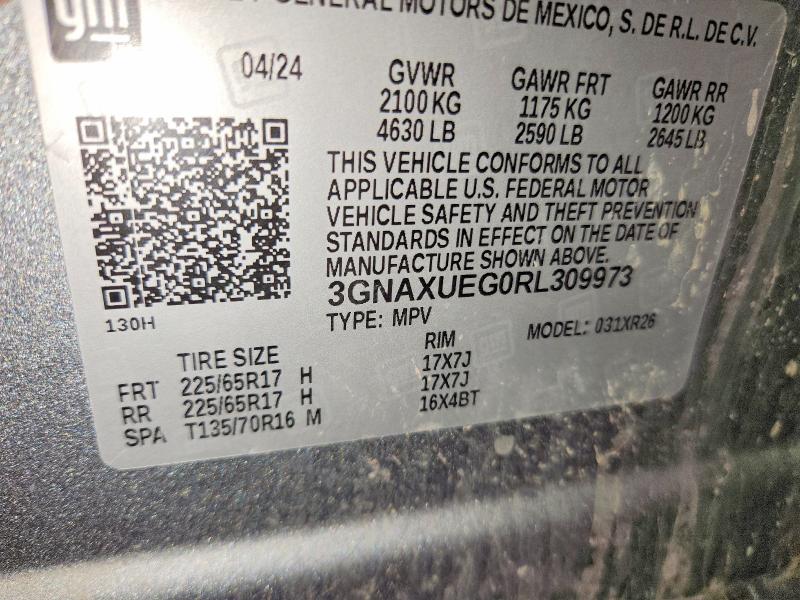 Aukcja sprzedaży 2024 Chevrolet Equinox, vin: 3GNAXUEG0RL309973, numer aukcji: 56335026
