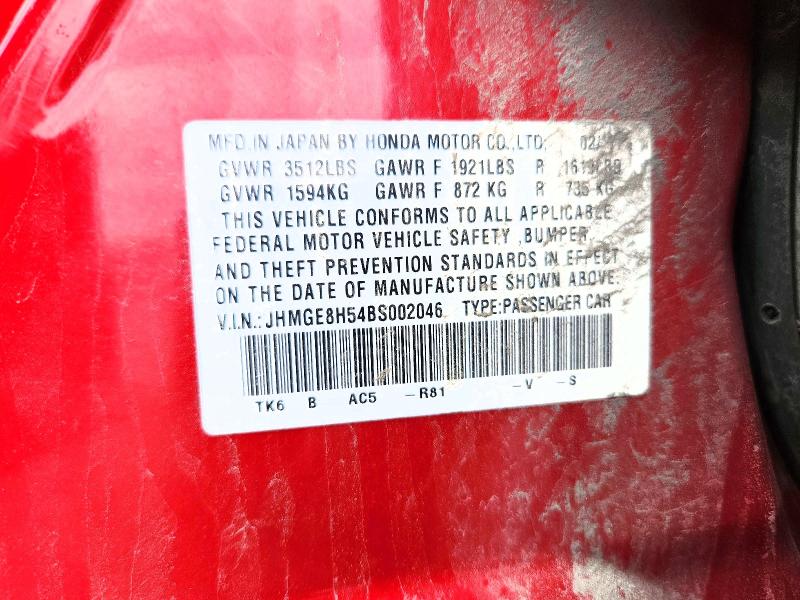 Продаж на аукціоні авто 2011 Honda Fit, vin: JHMGE8H54BS002046, номер лоту: 56848796