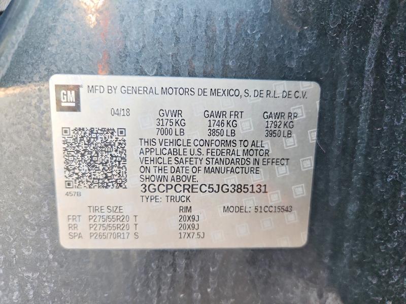 57421576 :رقم المزاد ، 3GCPCREC5JG385131 vin ، 2018 Chevrolet Silverado مزاد بيع