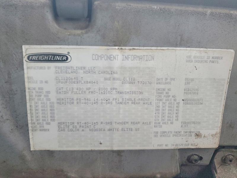 2007 Freightliner Columbia მანქანა იყიდება აუქციონზე, vin: 1FUJF0DE37LX84040, აუქციონის ნომერი: 56158456