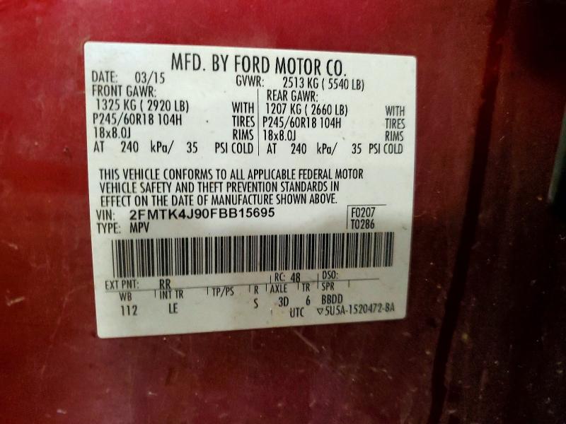 2015 Ford Edge მანქანა იყიდება აუქციონზე, vin: 2FMTK4J90FBB15695, აუქციონის ნომერი: 57467636