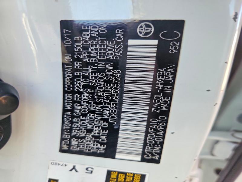 Aukcja sprzedaży 2017 Toyota Prius, vin: JTDKBRFU6H3057248, numer aukcji: 57727976