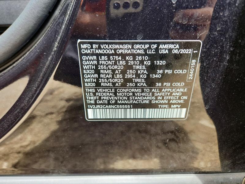 Aukcja sprzedaży 2022 Volkswagen Atlas, vin: 1V2JR2CA6NC555551, numer aukcji: 56870356