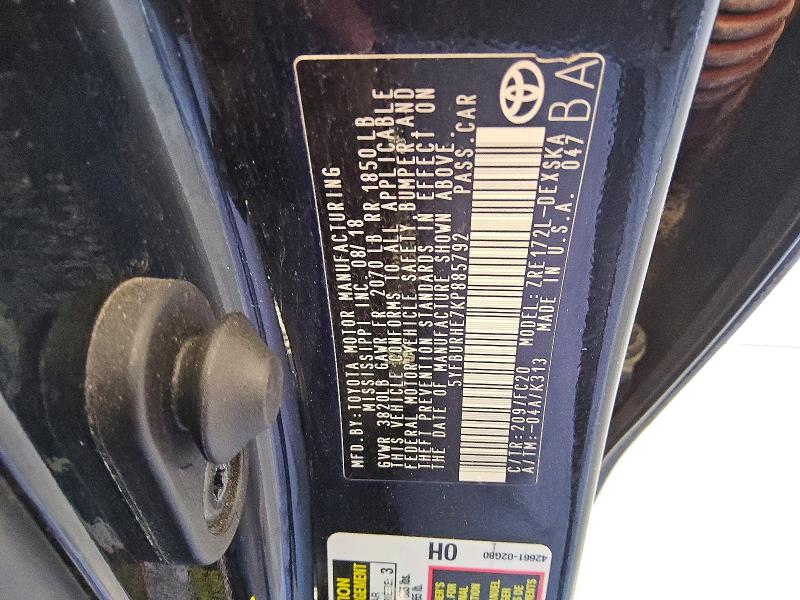 56355626 :رقم المزاد ، 5YFBURHE7KP885792 vin ، 2019 Toyota Corolla مزاد بيع