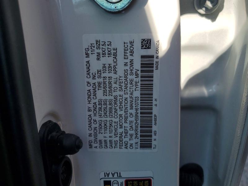 Продаж на аукціоні авто 2022 Honda Cr-v, vin: 2HKRW2H59NH610703, номер лоту: 57250826
