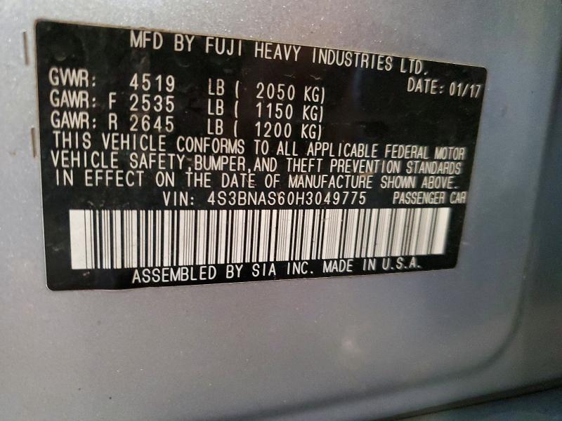 56664406 :رقم المزاد ، 4S3BNAS60H3049775 vin ، 2017 Subaru Legacy مزاد بيع