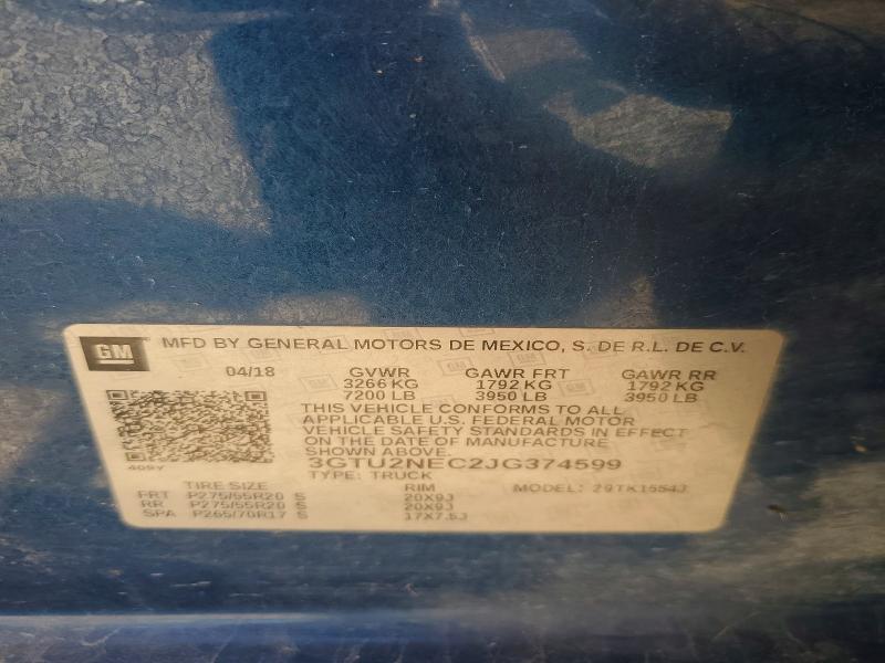 Aukcja sprzedaży 2018 Gmc Sierra, vin: 3GTU2NEC2JG374599, numer aukcji: 55499286