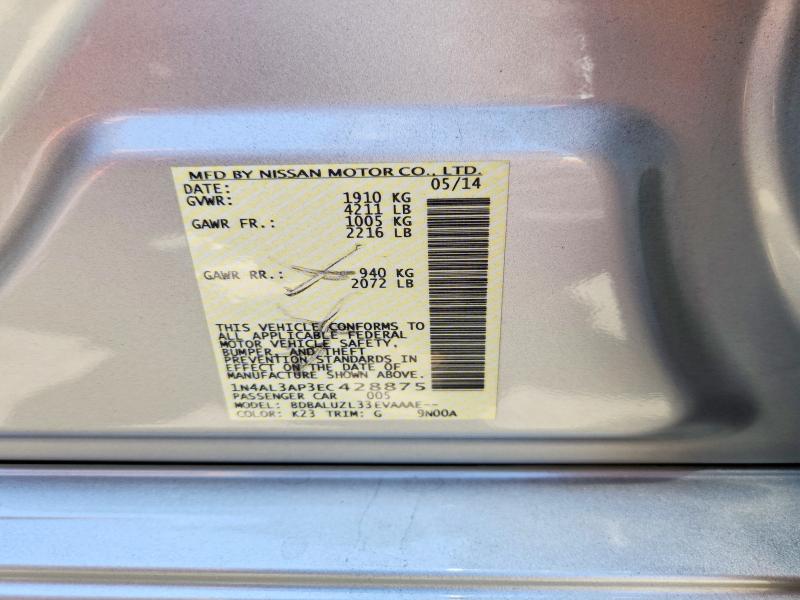2014 Nissan Altima მანქანა იყიდება აუქციონზე, vin: 1N4AL3AP3EC428875, აუქციონის ნომერი: 56276596