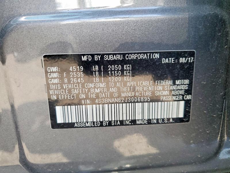 Продаж на аукціоні авто 2018 Subaru Legacy, vin: 4S3BNAN62J3006895, номер лоту: 58154896