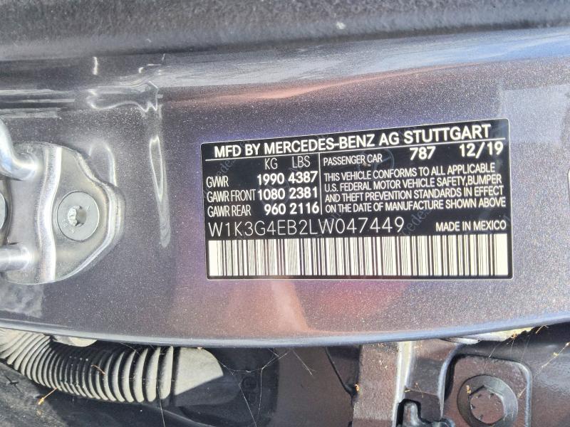 Продаж на аукціоні авто 2020 Mercedes-benz A, vin: W1K3G4EB2LW047449, номер лоту: 55769106