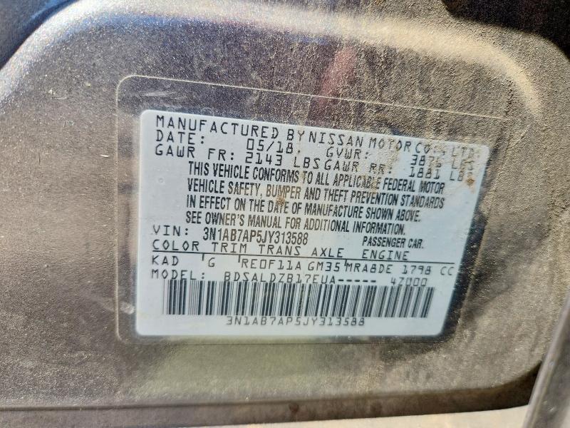 Aukcja sprzedaży 2018 Nissan Sentra, vin: 3N1AB7AP5JY313588, numer aukcji: 55552776