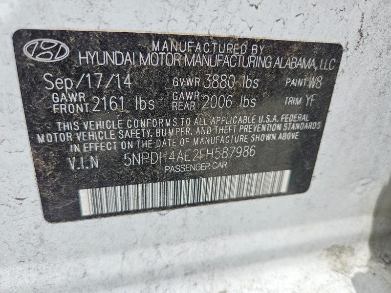 Продажа на аукционе авто 2015 Hyundai Elantra, vin: 5NPDH4AE2FH587986, номер лота: 58540886