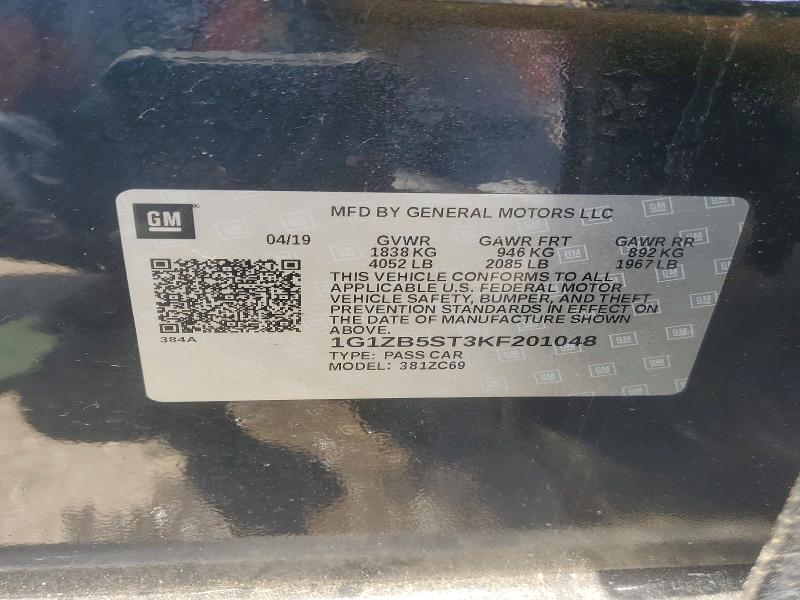 Продаж на аукціоні авто 2019 Chevrolet Malibu, vin: 1G1ZB5ST3KF201048, номер лоту: 55849786