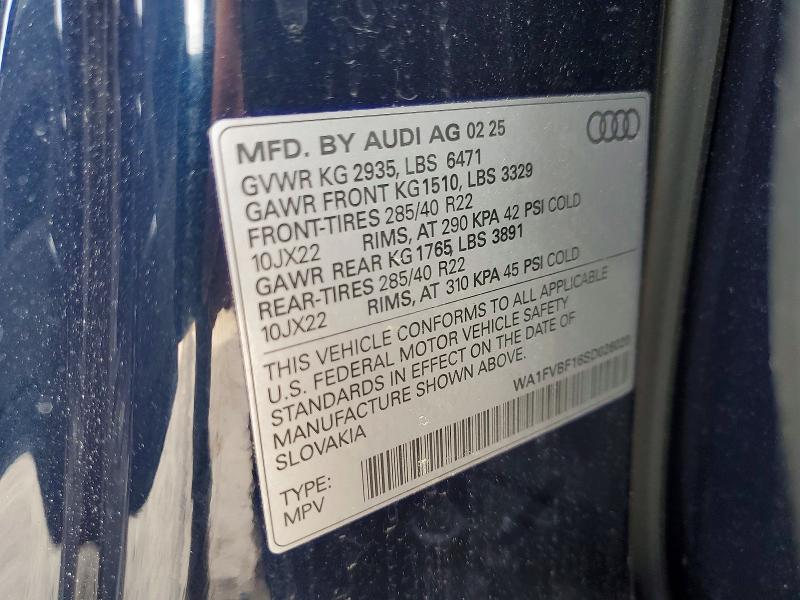 Продаж на аукціоні авто 2025 Audi Q8, vin: WA1FVBF16SD026020, номер лоту: 57559456