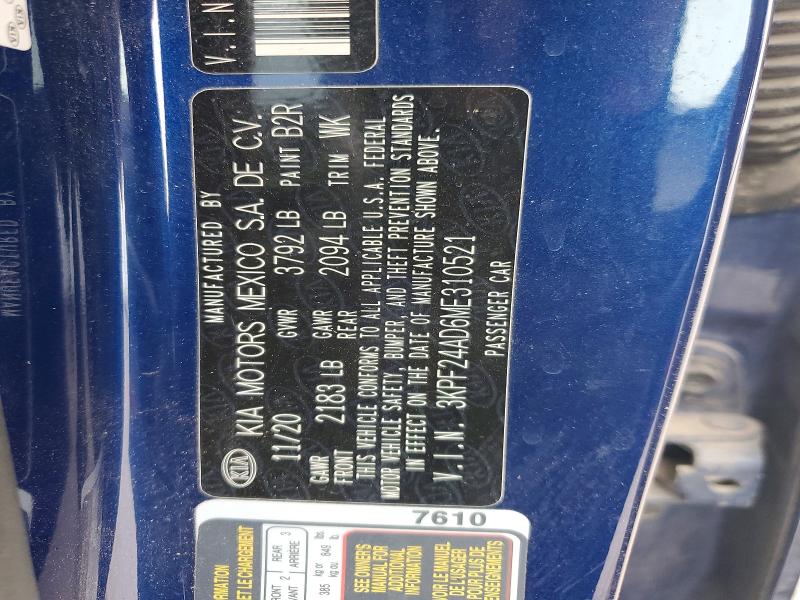 Продажа на аукционе авто 2021 Kia Forte, vin: 3KPF24AD6ME310521, номер лота: 56467186