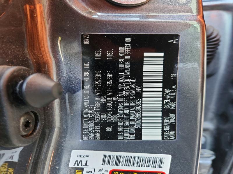 58587676 :رقم المزاد ، 5TDHZRBH5LS028829 vin ، 2020 Toyota Highlander مزاد بيع