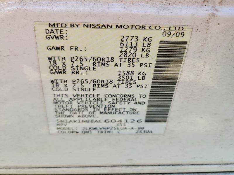 Aukcja sprzedaży 2010 Nissan Pathfinder, vin: 5N1AR1NB8AC604126, numer aukcji: 57301896