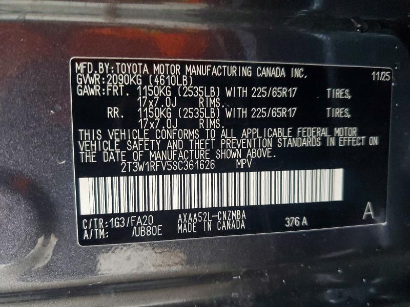 Продажа на аукционе авто 2025 Toyota Rav4, vin: 2T3W1RFV5SC361626, номер лота: 56063656