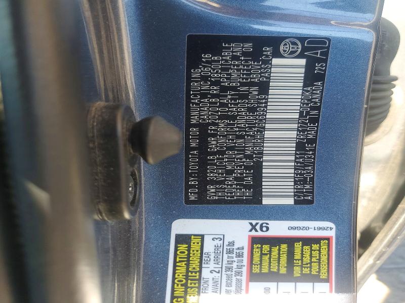 55368176 :رقم المزاد ، 2T1BURHE7GC699449 vin ، 2016 Toyota Corolla مزاد بيع