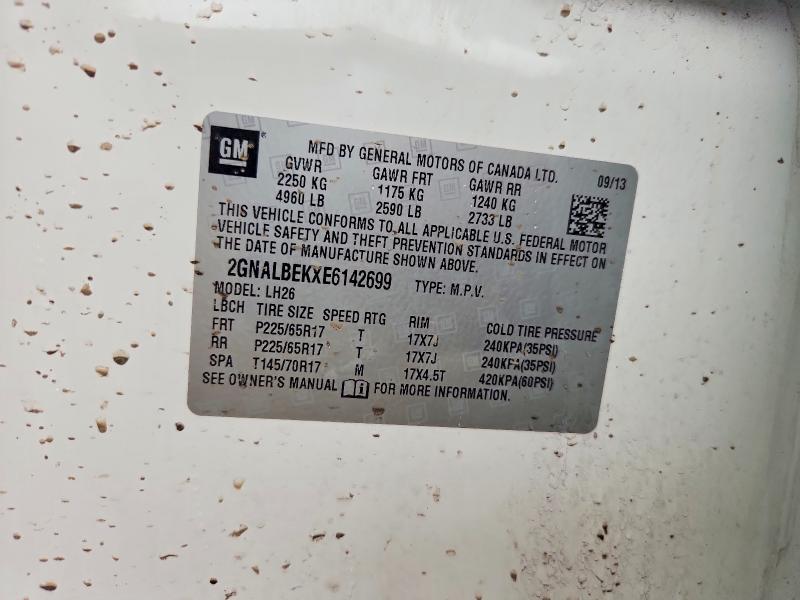 58787286 :رقم المزاد ، 2GNALBEKXE6142699 vin ، 2014 Chevrolet Equinox مزاد بيع