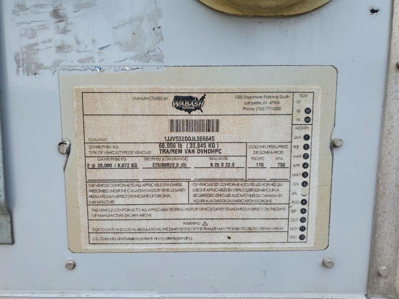 Продаж на аукціоні авто 2018 Wabash 53'trailer, vin: 1JJV532D0JL066645, номер лоту: 58471996