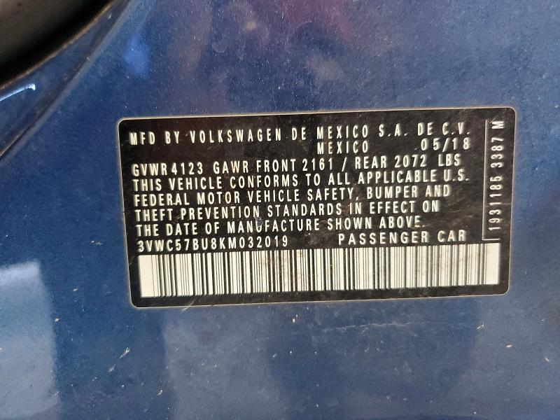 Продажа на аукционе авто 2019 Volkswagen Jetta, vin: 3VWC57BU8KM032019, номер лота: 55042516