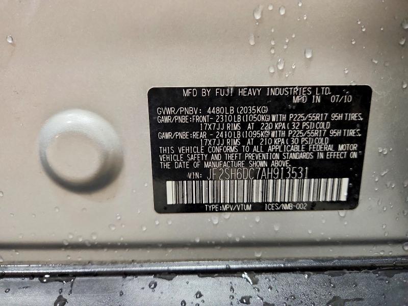 Продажа на аукционе авто 2010 Subaru Forester, vin: JF2SH6DC7AH913531, номер лота: 58581616