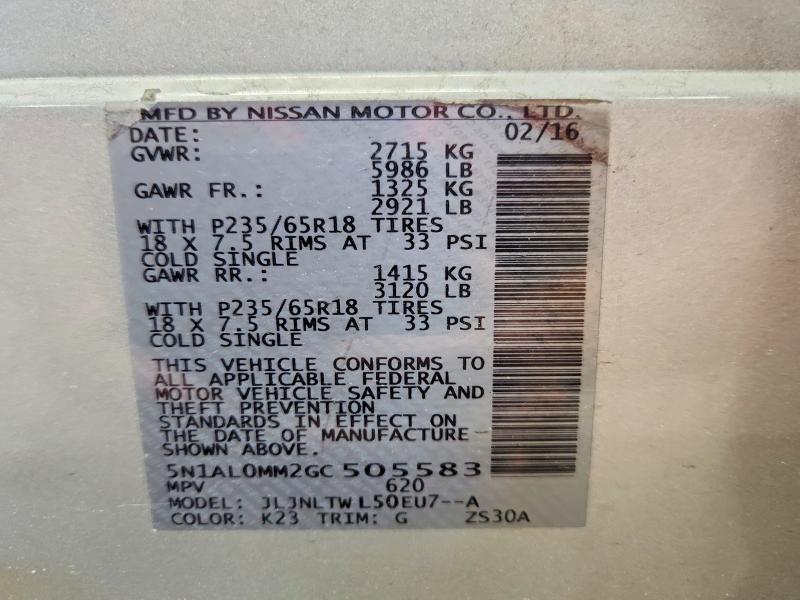 Продажа на аукционе авто 2016 Infiniti Qx60, vin: 5N1AL0MM2GC505583, номер лота: 54400006