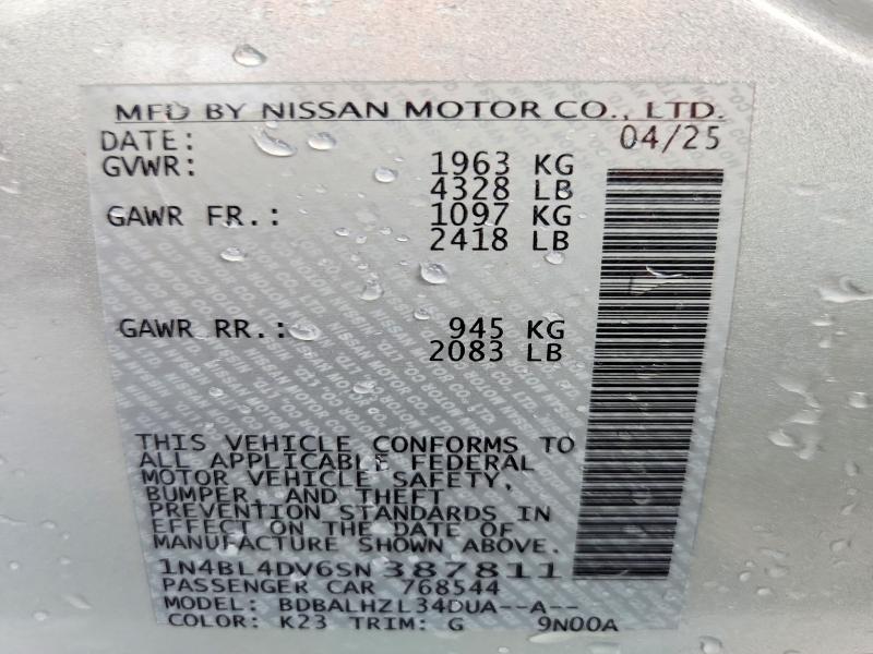 Aukcja sprzedaży 2025 Nissan Altima, vin: 1N4BL4DV6SN387811, numer aukcji: 57832346