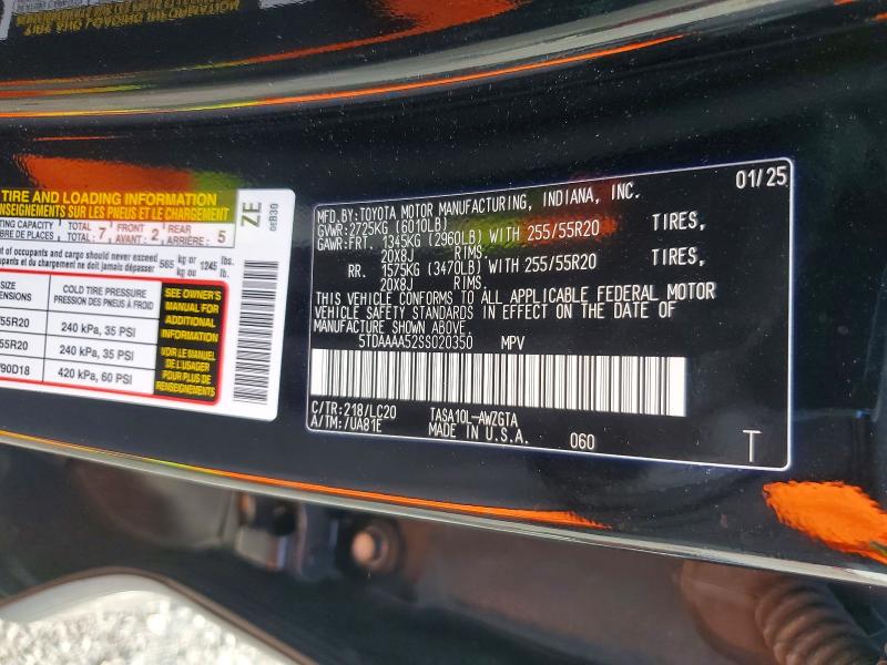 Продажа на аукционе авто 2025 Toyota Grand Highlander, vin: 5TDAAAA52SS020350, номер лота: 55448516