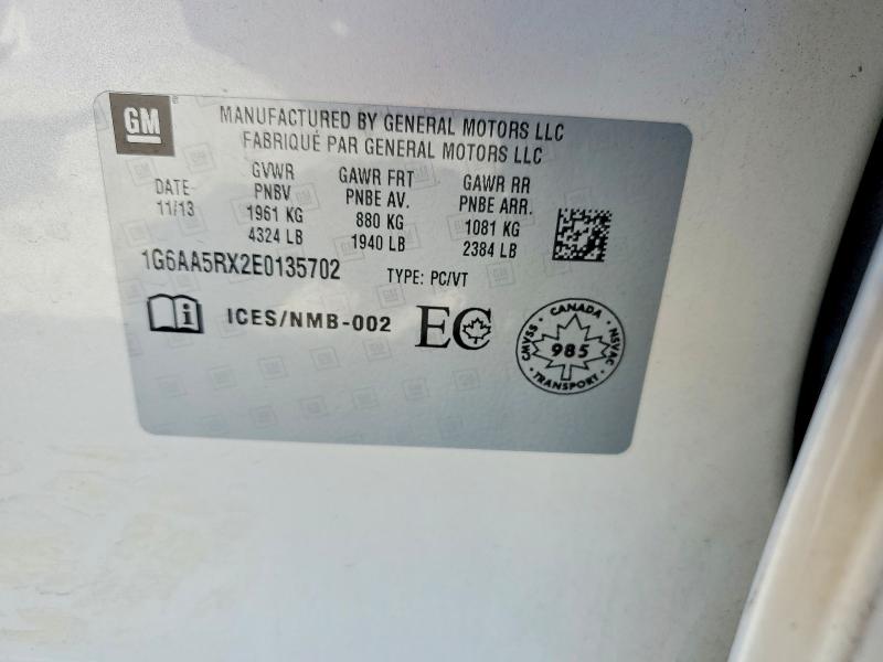 54336646 :رقم المزاد ، 1G6AA5RX2E0135702 vin ، 2014 Cadillac Ats مزاد بيع