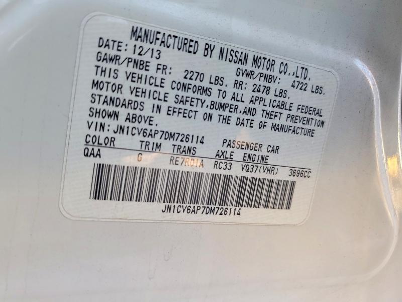Aukcja sprzedaży 2013 Infiniti G37 Sedan, vin: JN1CV6AP7DM726114, numer aukcji: 57523916