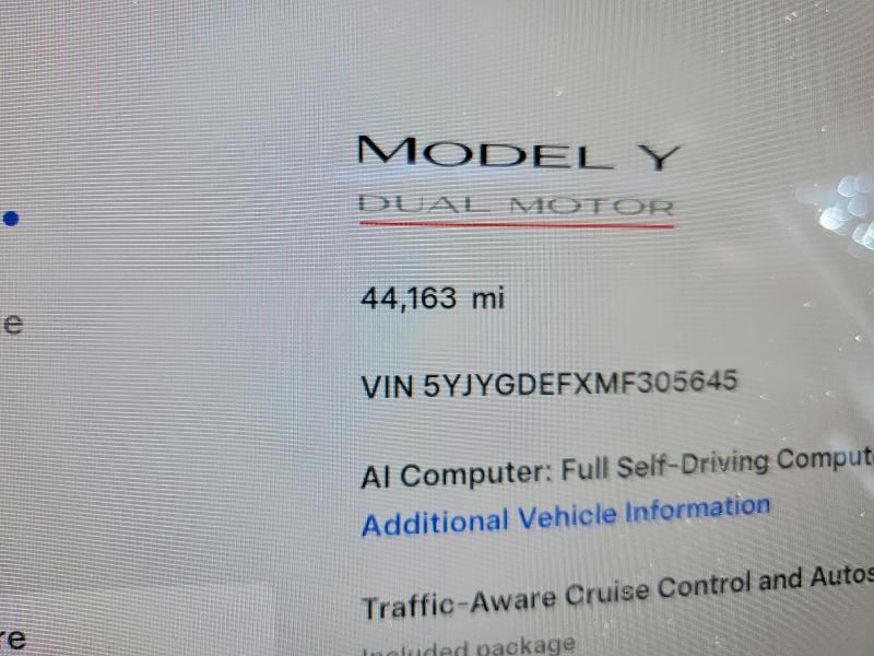 Aukcja sprzedaży 2021 Tesla Model Y, vin: 5YJYGDEFXMF305645, numer aukcji: 58616346