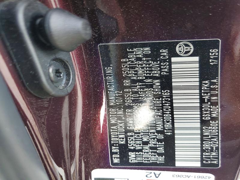 Aukcja sprzedaży 2012 Toyota Avalon, vin: 4T1BK3DB4CU473165, numer aukcji: 54969316