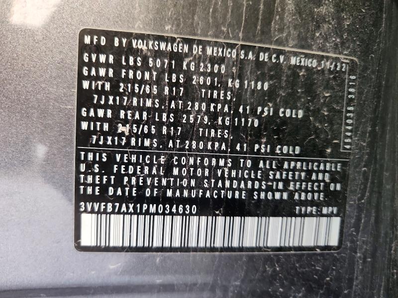 Продаж на аукціоні авто 2023 Volkswagen Tiguan, vin: 3VVFB7AX1PM034630, номер лоту: 55576686